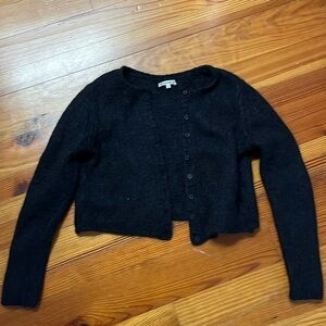 Reformation black cropped fuzzy cardigan